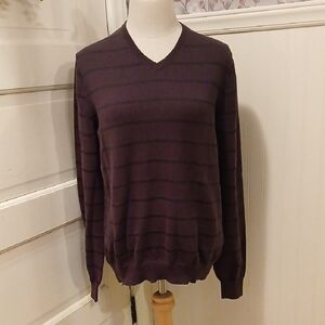 Marc Anthony Men's Dark Purple V-Neck Sweater